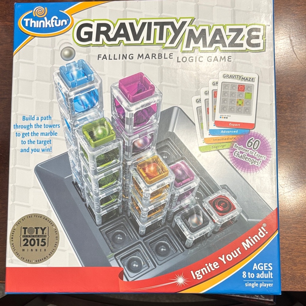 Think! Gravity Maze Marble Logic Game with Colorful Towers